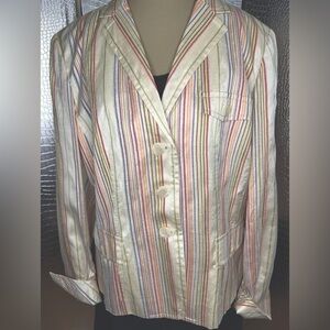 Carlisle Multicolor Silk Striped Blazer Women Size 16